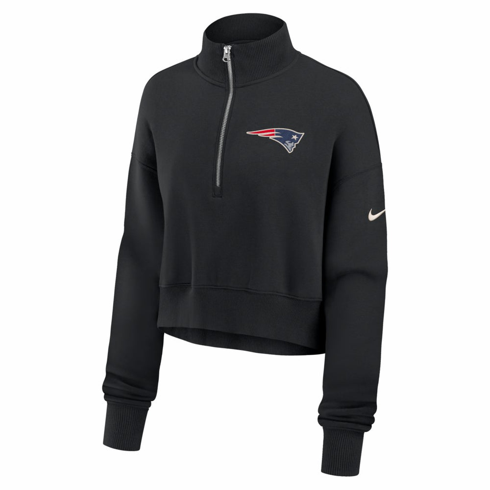 New England Patriots Women's Legacy Phoenix Fleece Cropped Half-Zip Sweatshirt - Black outlet