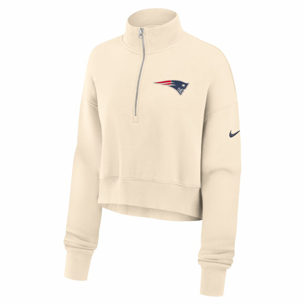 New England Patriots Women's Legacy Phoenix Fleece Cropped Half-Zip Sweatshirt - Cream outlet