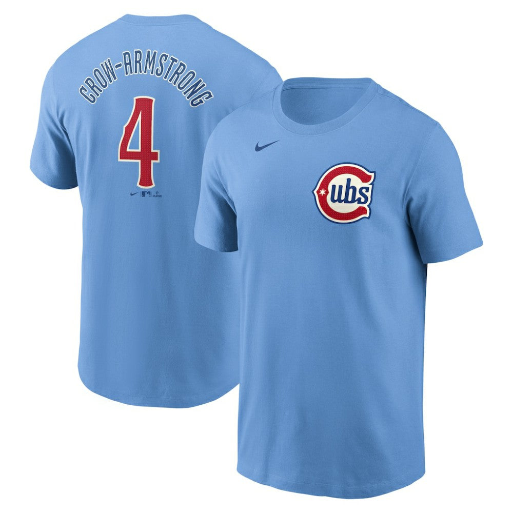 Pete Crow-Armstrong Chicago Cubs Fuse Name & Number T-Shirt Light Blue