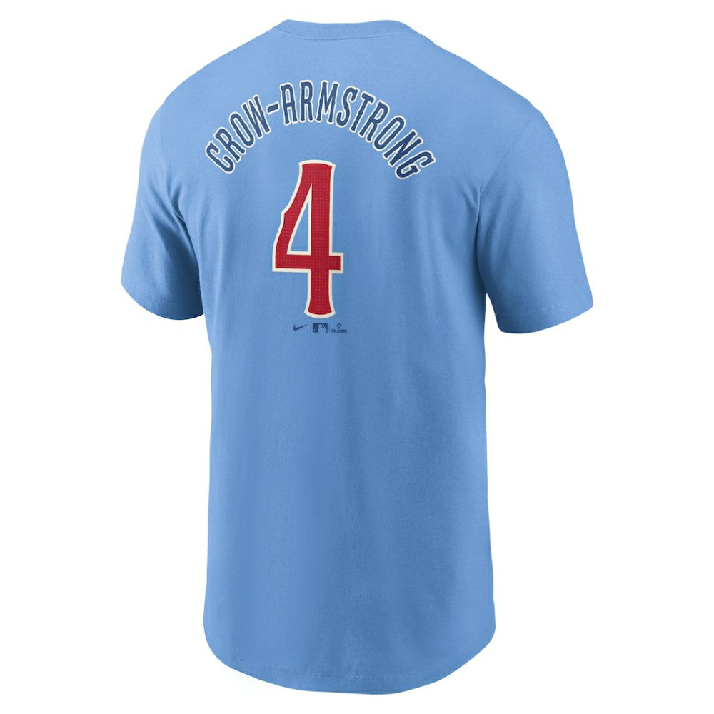 Pete Crow-Armstrong Chicago Cubs Fuse Name & Number T-Shirt Light Blue