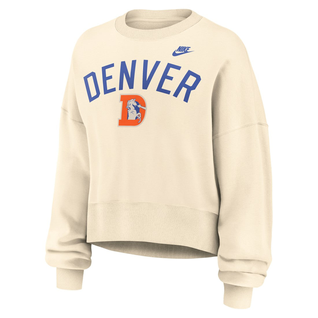 Denver Broncos Women's Oversized High Hip Legacy Arch Phoenix Fleece Sweatshirt - Natural sale
