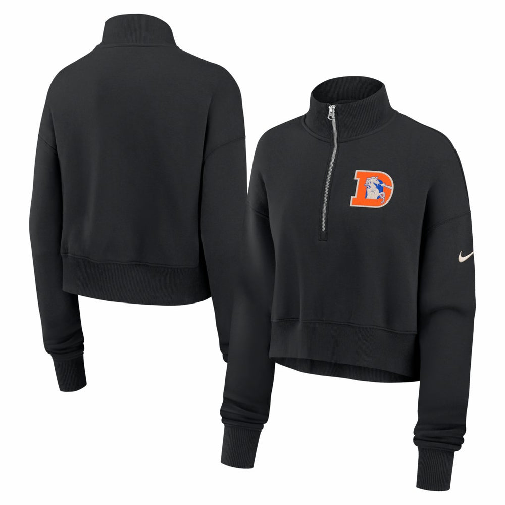 Denver Broncos Women's Legacy Phoenix Fleece Cropped Half-Zip Sweatshirt - Black online