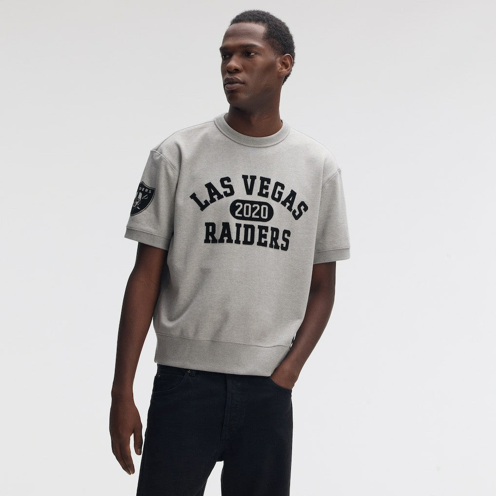 Las Vegas Raiders IconicFleece Short Sleeve Sweatshirt - Heather Gray for sale