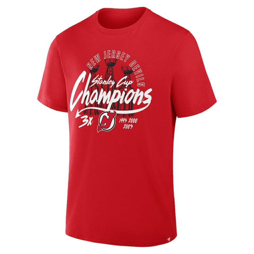 New Jersey Devils Fanatics 3x Stanley Cup Champions T-Shirt - Red T-shirts