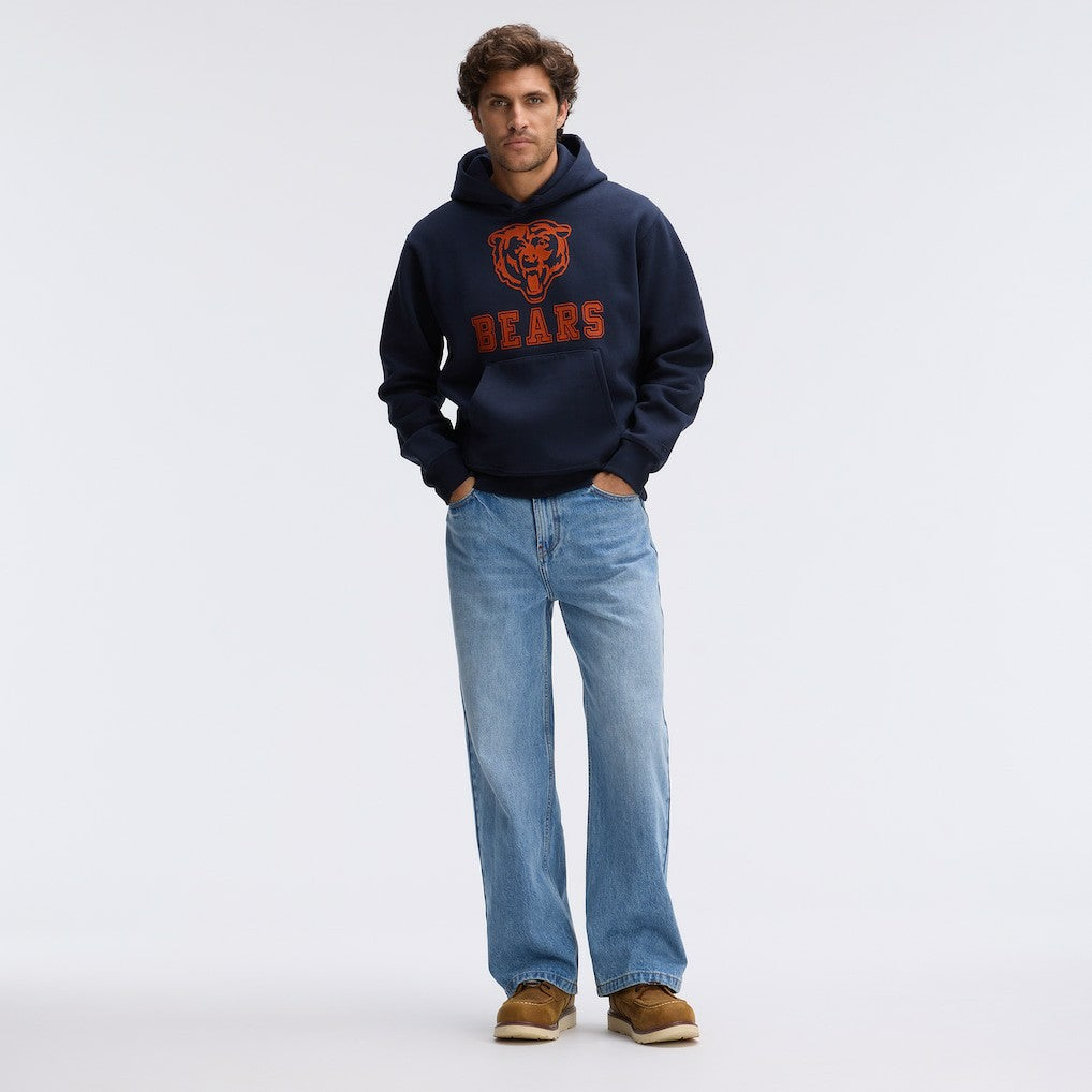 Chicago Bears IconicFleece Flocked Hoodie - Navy on sale
