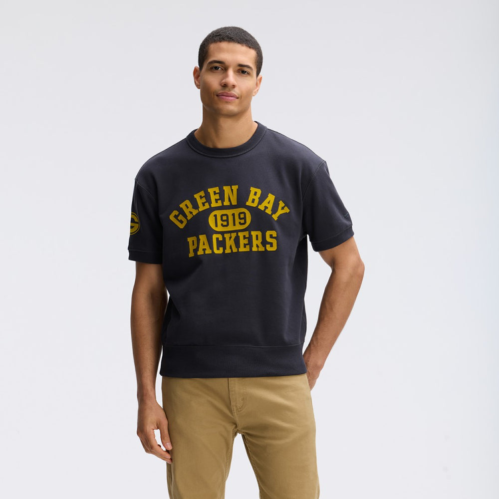 Green Bay Packers IconicFleece Short Sleeve Sweatshirt - Black on sale