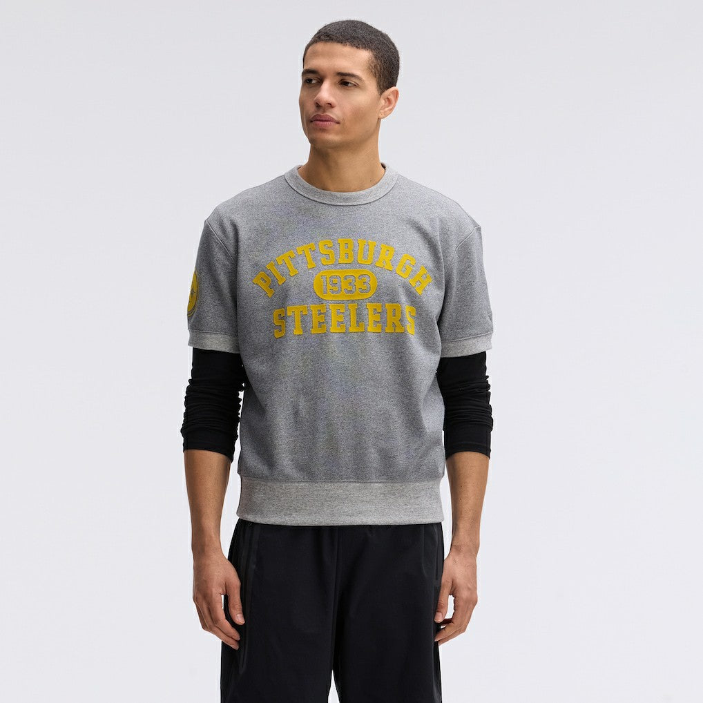Pittsburgh Steelers IconicFleece Short Sleeve Sweatshirt - Athletic Heather Gray outlet
