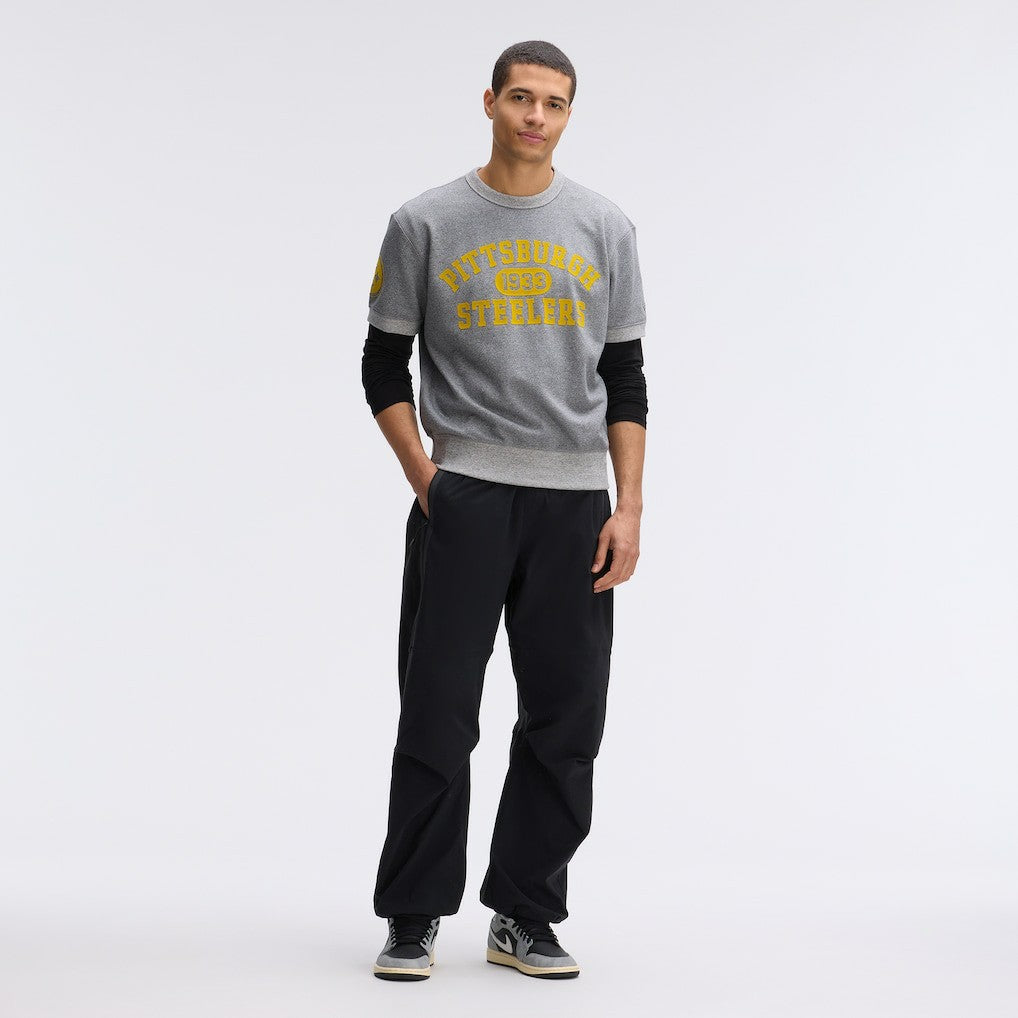 Pittsburgh Steelers IconicFleece Short Sleeve Sweatshirt - Athletic Heather Gray outlet