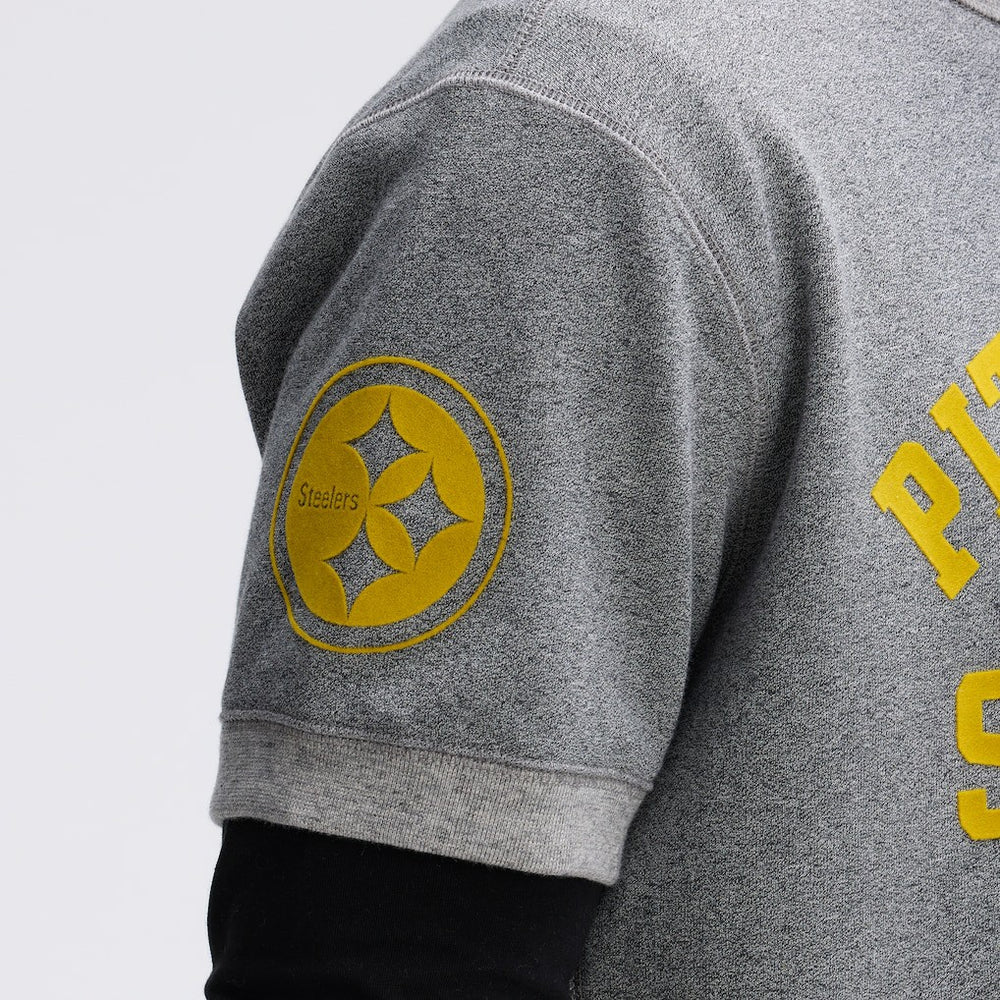 Pittsburgh Steelers IconicFleece Short Sleeve Sweatshirt - Athletic Heather Gray outlet