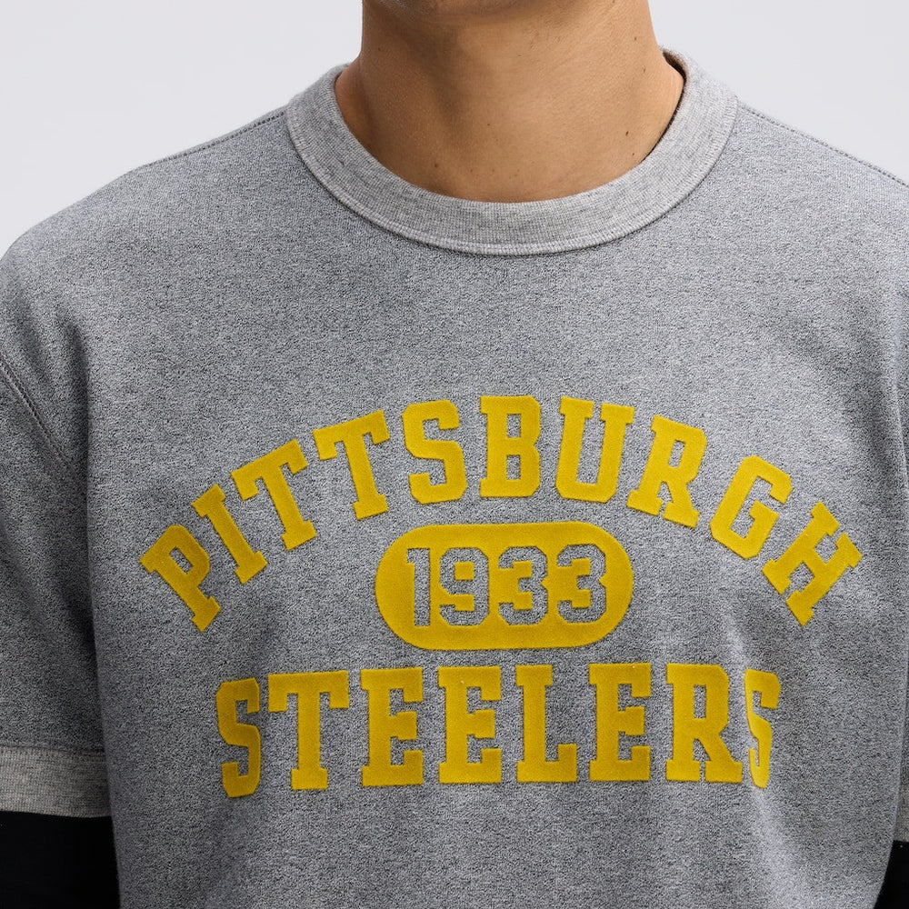 Pittsburgh Steelers IconicFleece Short Sleeve Sweatshirt - Athletic Heather Gray outlet