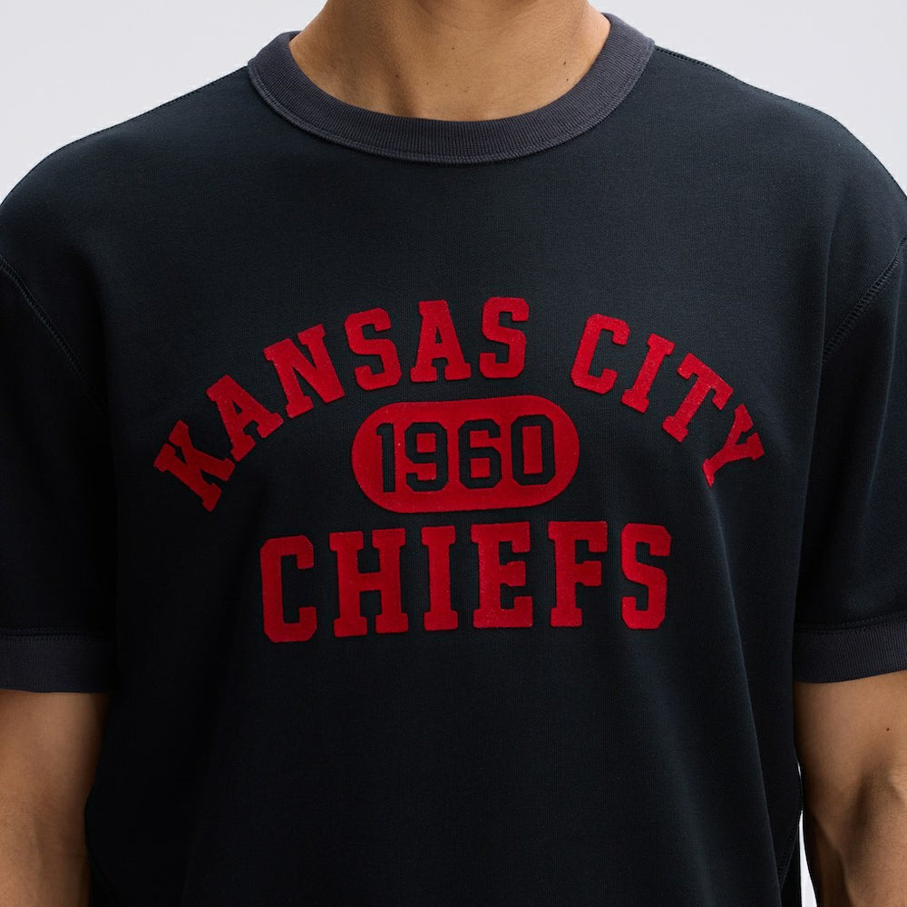 Kansas City Chiefs IconicFleece Short Sleeve Sweatshirt - Black discount