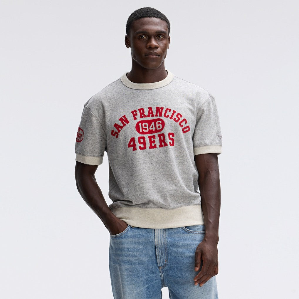 San Francisco 49ers IconicFleece Short Sleeve Sweatshirt - Heather Gray cheap