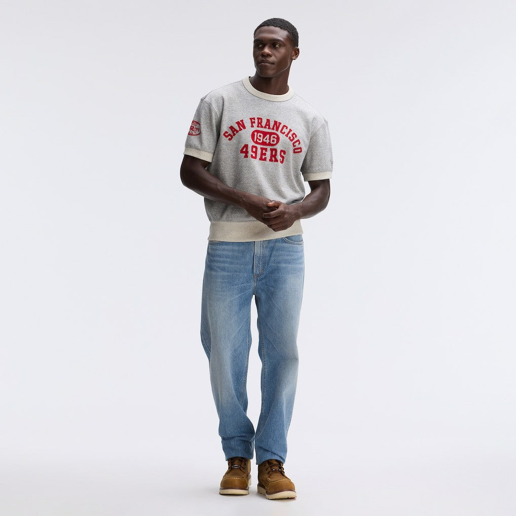 San Francisco 49ers IconicFleece Short Sleeve Sweatshirt - Heather Gray cheap
