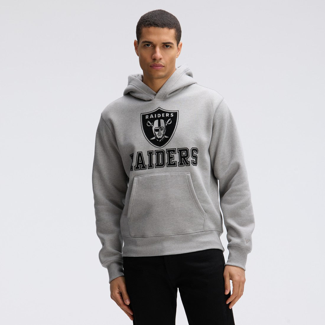 Las Vegas Raiders IconicFleece Flocked Hoodie - Heather Gray online