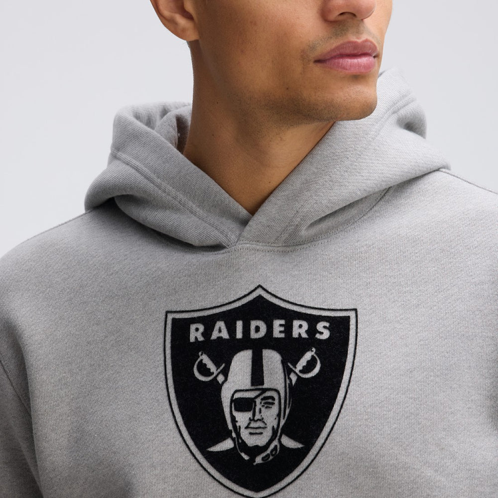 Las Vegas Raiders IconicFleece Flocked Hoodie - Heather Gray online