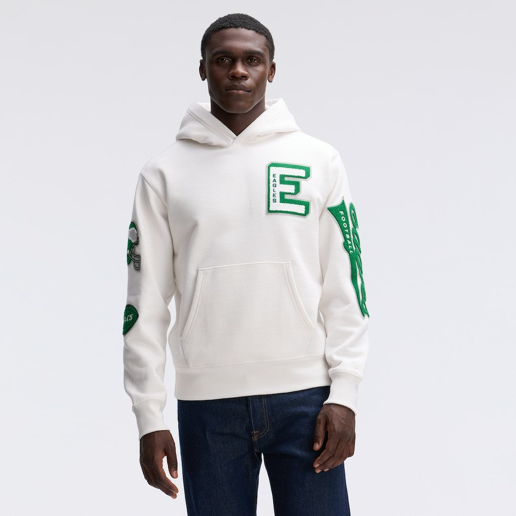 Philadelphia Eagles IconicFleece Letterman Hoodie - Oatmeal for sale
