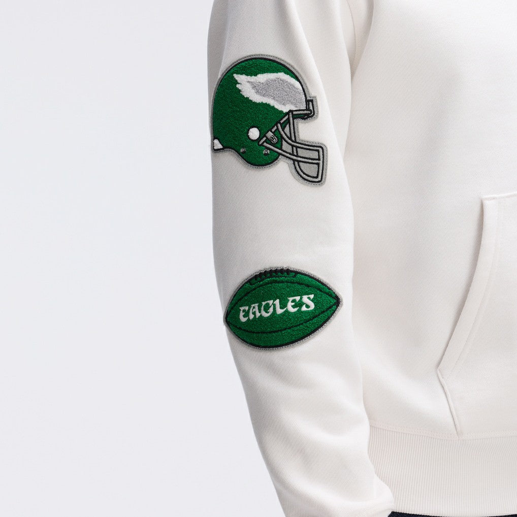 Philadelphia Eagles IconicFleece Letterman Hoodie - Oatmeal for sale