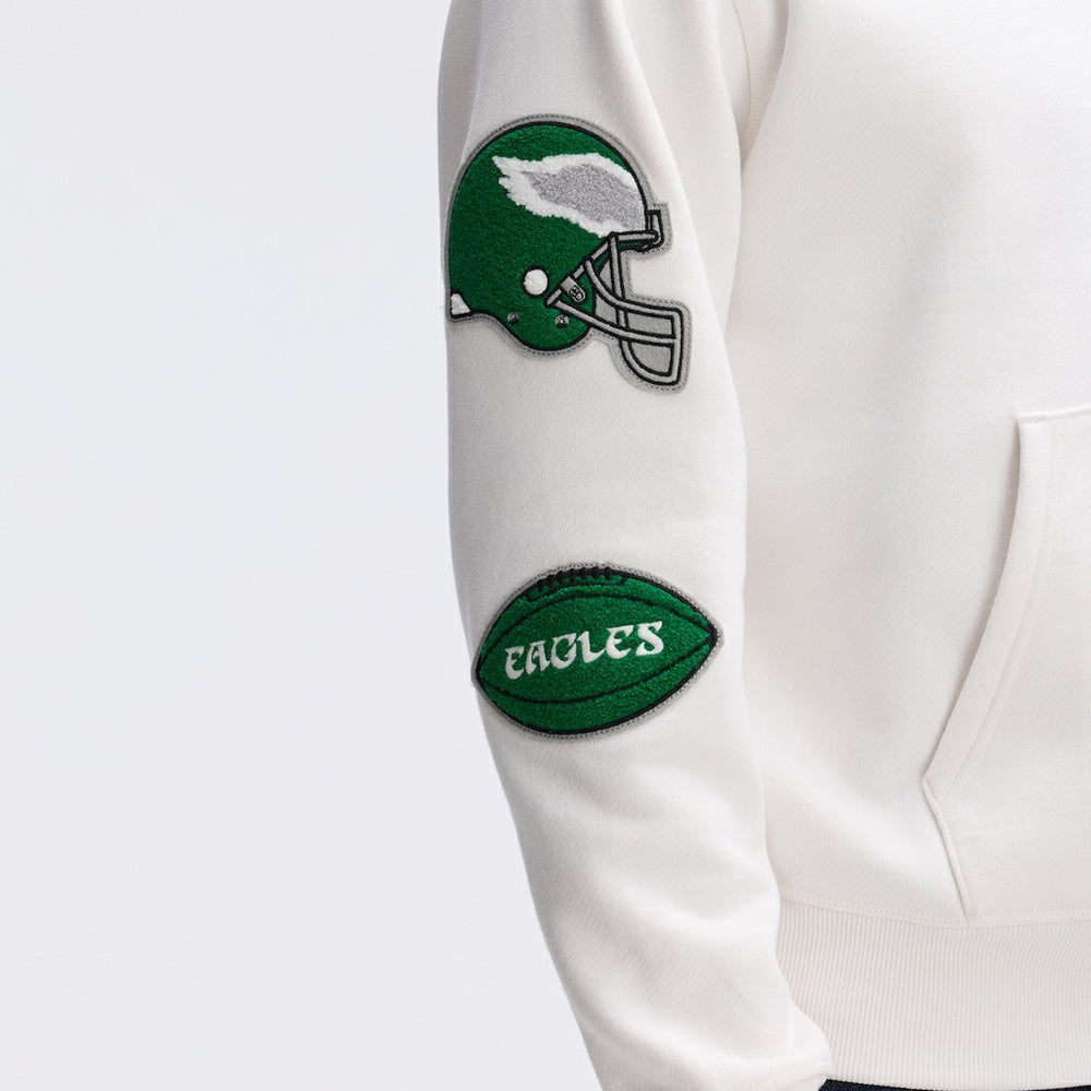 Philadelphia Eagles IconicFleece Letterman Hoodie - Oatmeal for sale