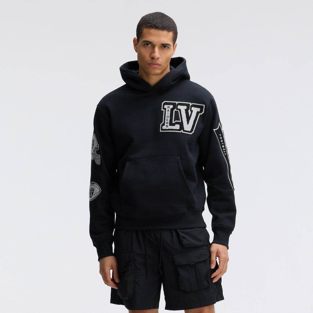 Las Vegas Raiders IconicFleece Letterman Hoodie - Black on sale