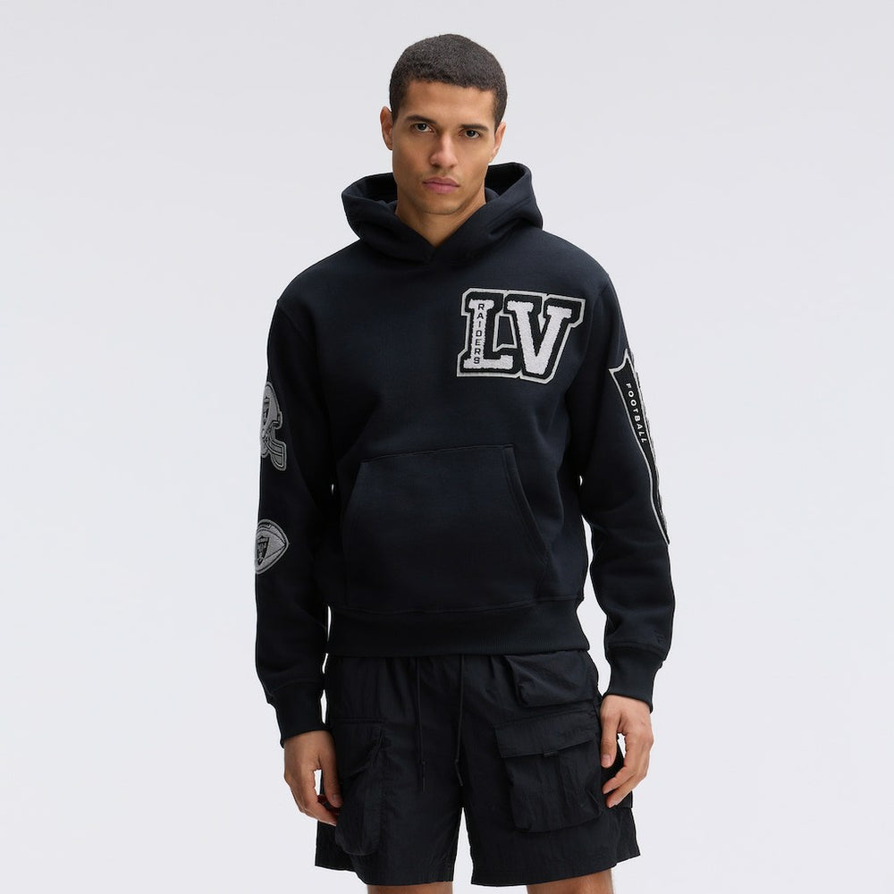 Las Vegas Raiders IconicFleece Letterman Hoodie - Black on sale