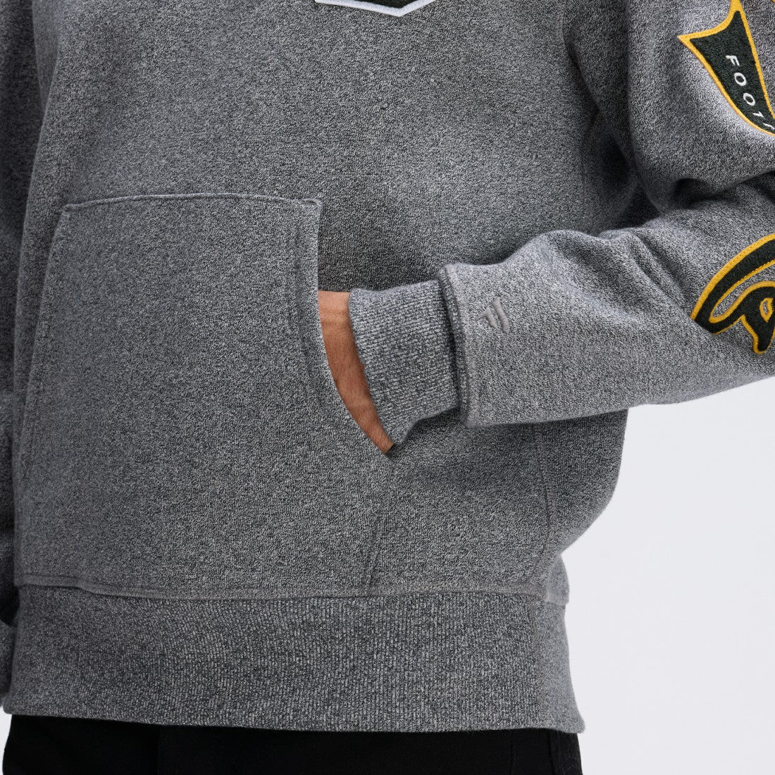 Green Bay Packers IconicFleece Letterman Hoodie - Athletic Heather Gray sale