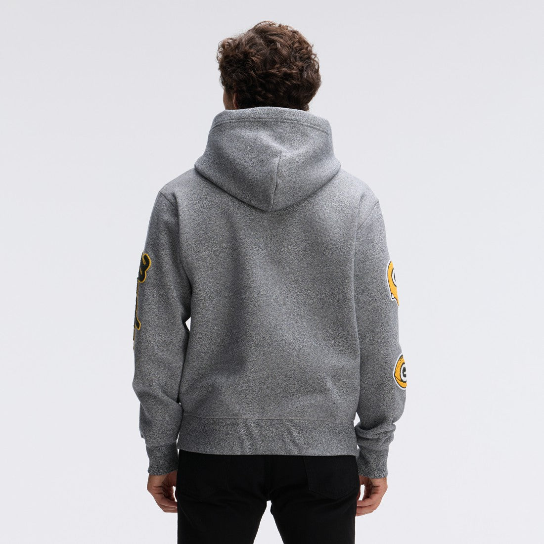 Green Bay Packers IconicFleece Letterman Hoodie - Athletic Heather Gray sale