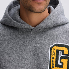 Green Bay Packers IconicFleece Letterman Hoodie - Athletic Heather Gray sale