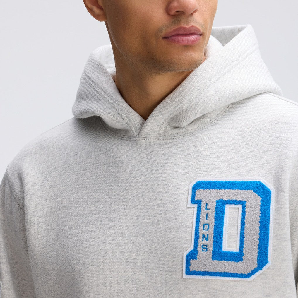 Detroit Lions IconicFleece Letterman Hoodie - Heather Gray sale