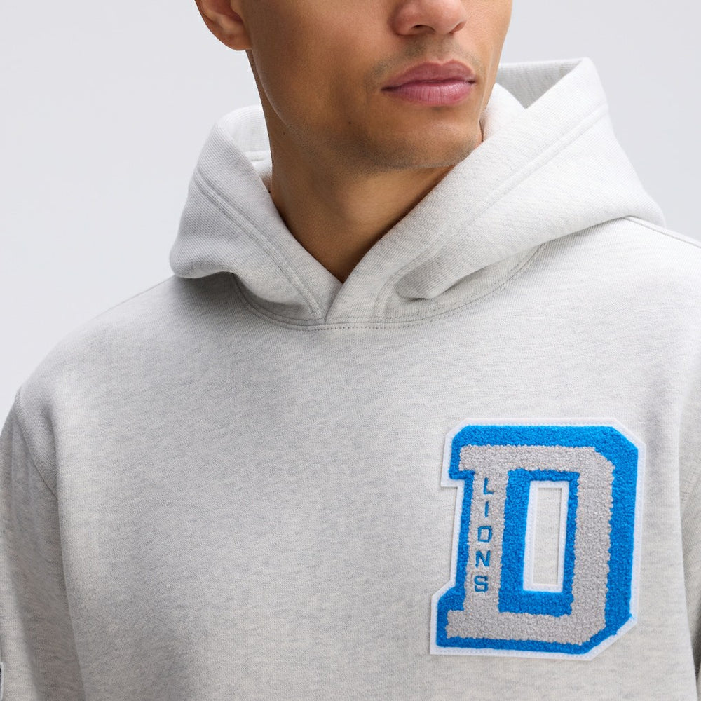 Detroit Lions IconicFleece Letterman Hoodie - Heather Gray sale