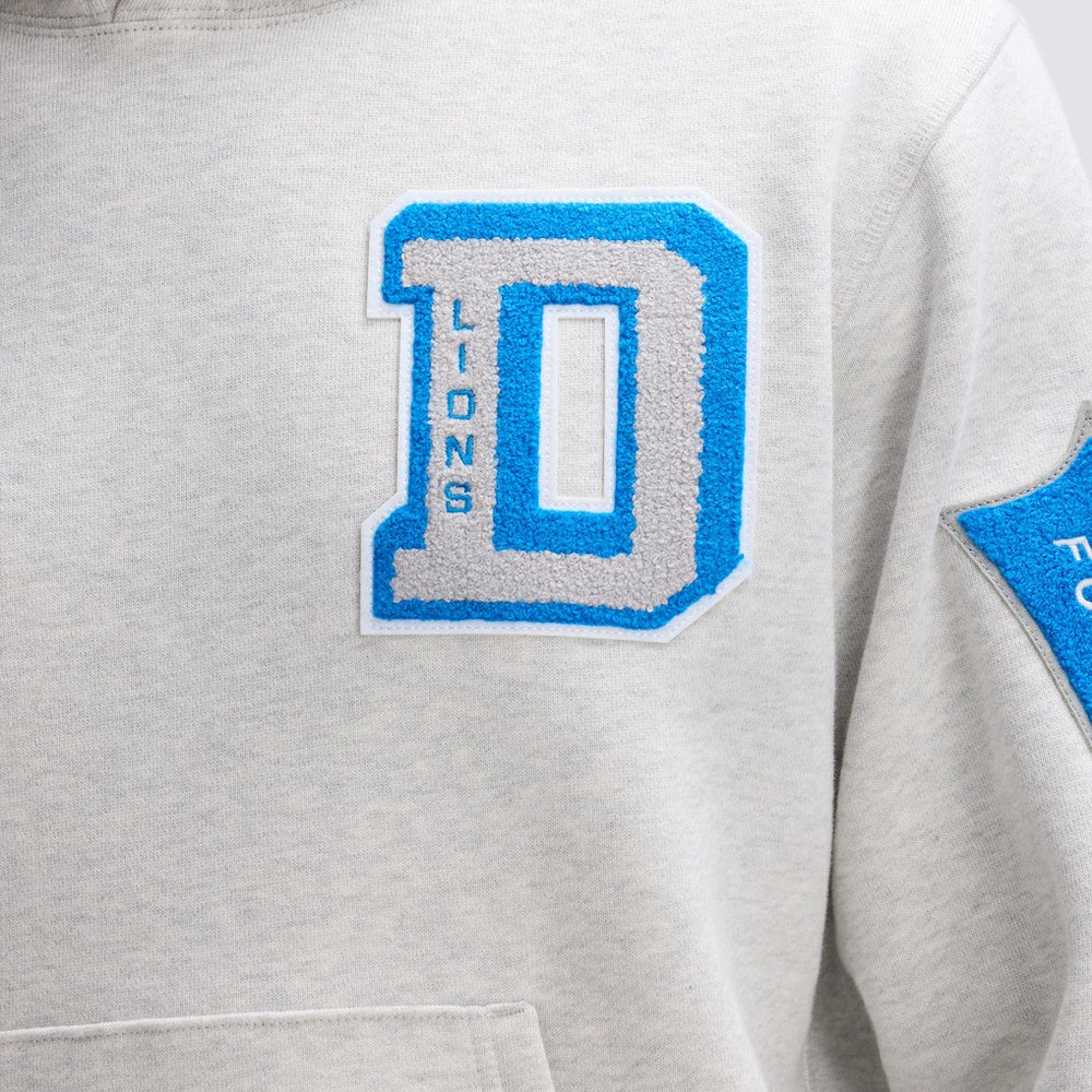 Detroit Lions IconicFleece Letterman Hoodie - Heather Gray sale