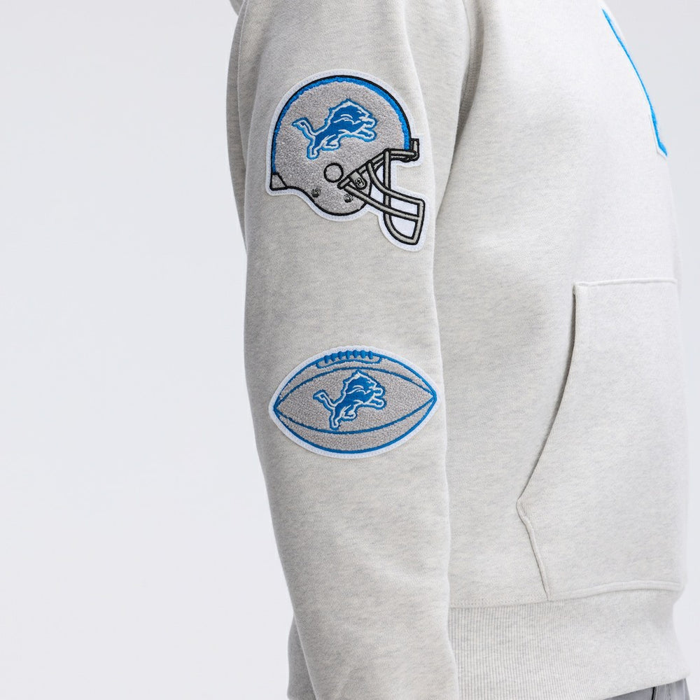 Detroit Lions IconicFleece Letterman Hoodie - Heather Gray sale
