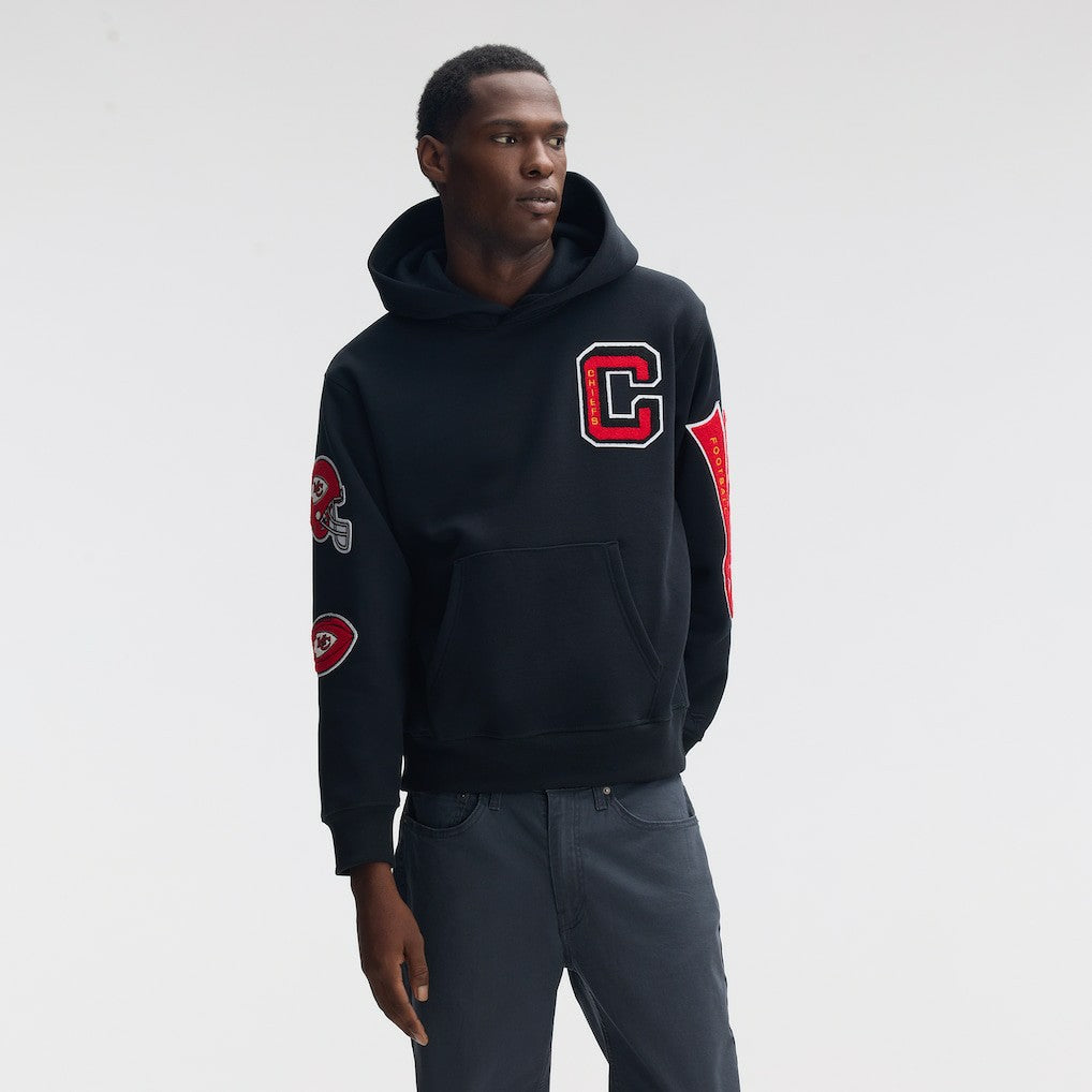 Kansas City Chiefs IconicFleece Letterman Hoodie - Black outlet
