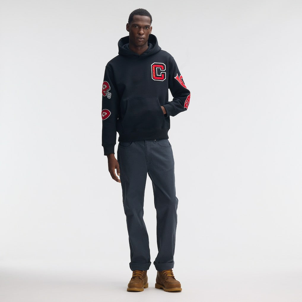 Kansas City Chiefs IconicFleece Letterman Hoodie - Black outlet
