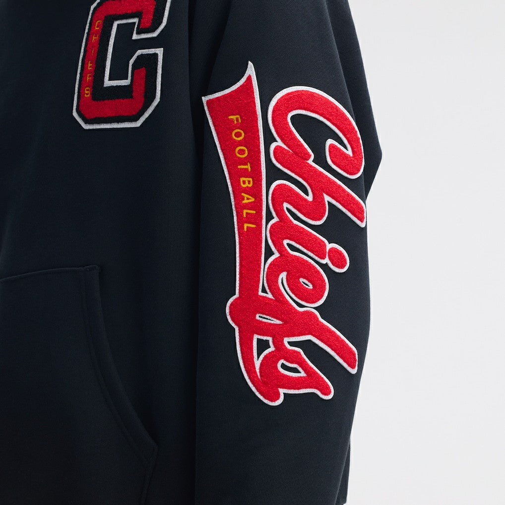Kansas City Chiefs IconicFleece Letterman Hoodie - Black outlet