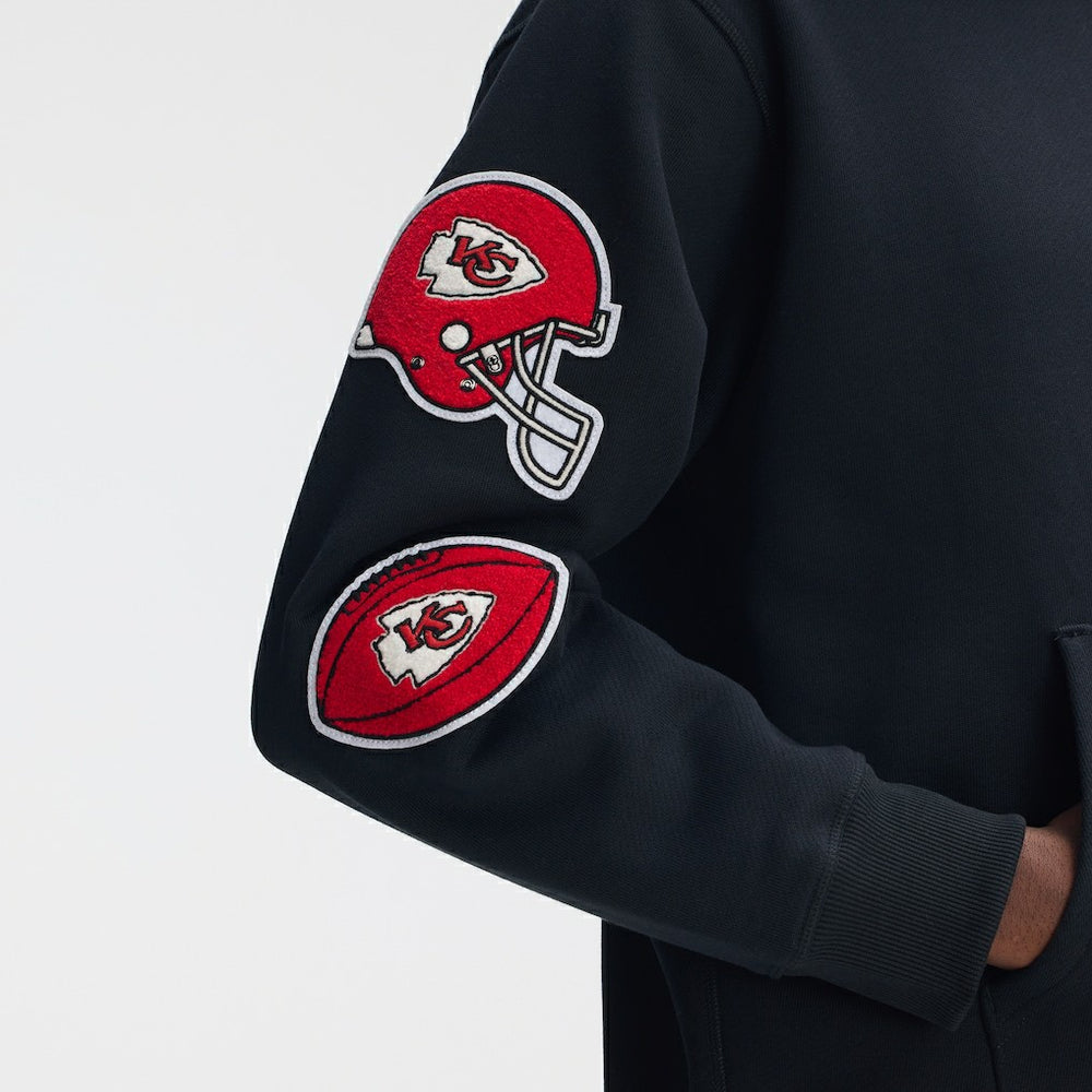 Kansas City Chiefs IconicFleece Letterman Hoodie - Black outlet