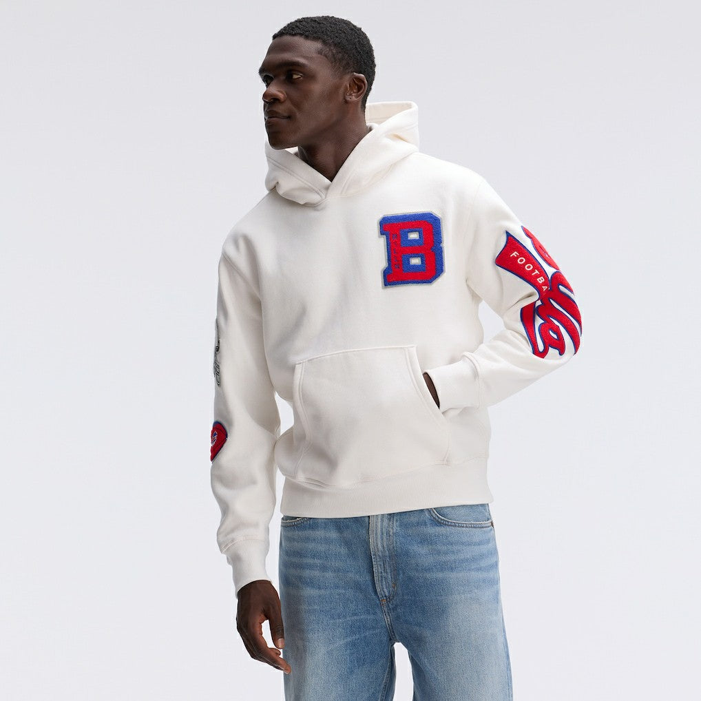 Buffalo Bills IconicFleece Letterman Hoodie - Oatmeal for sale