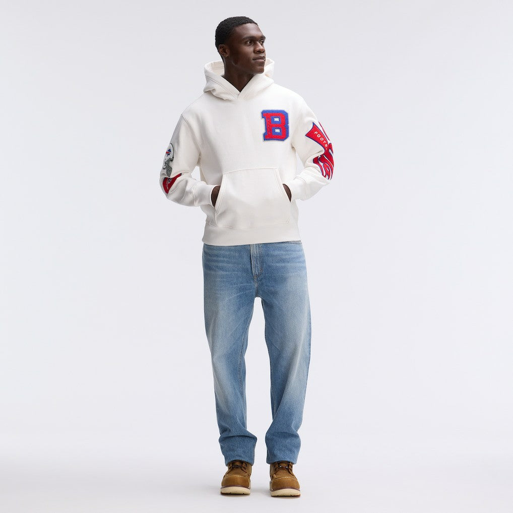 Buffalo Bills IconicFleece Letterman Hoodie - Oatmeal for sale