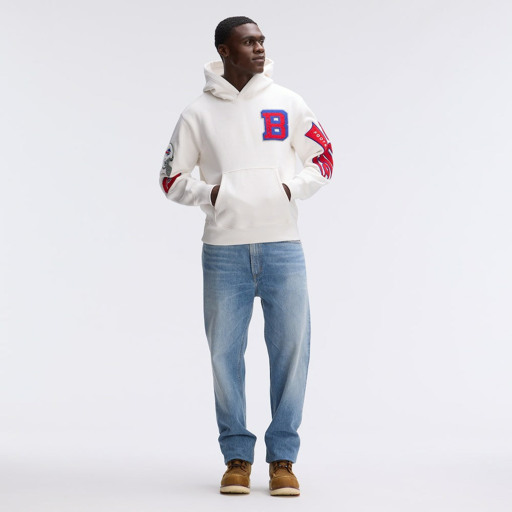 Buffalo Bills IconicFleece Letterman Hoodie - Oatmeal for sale