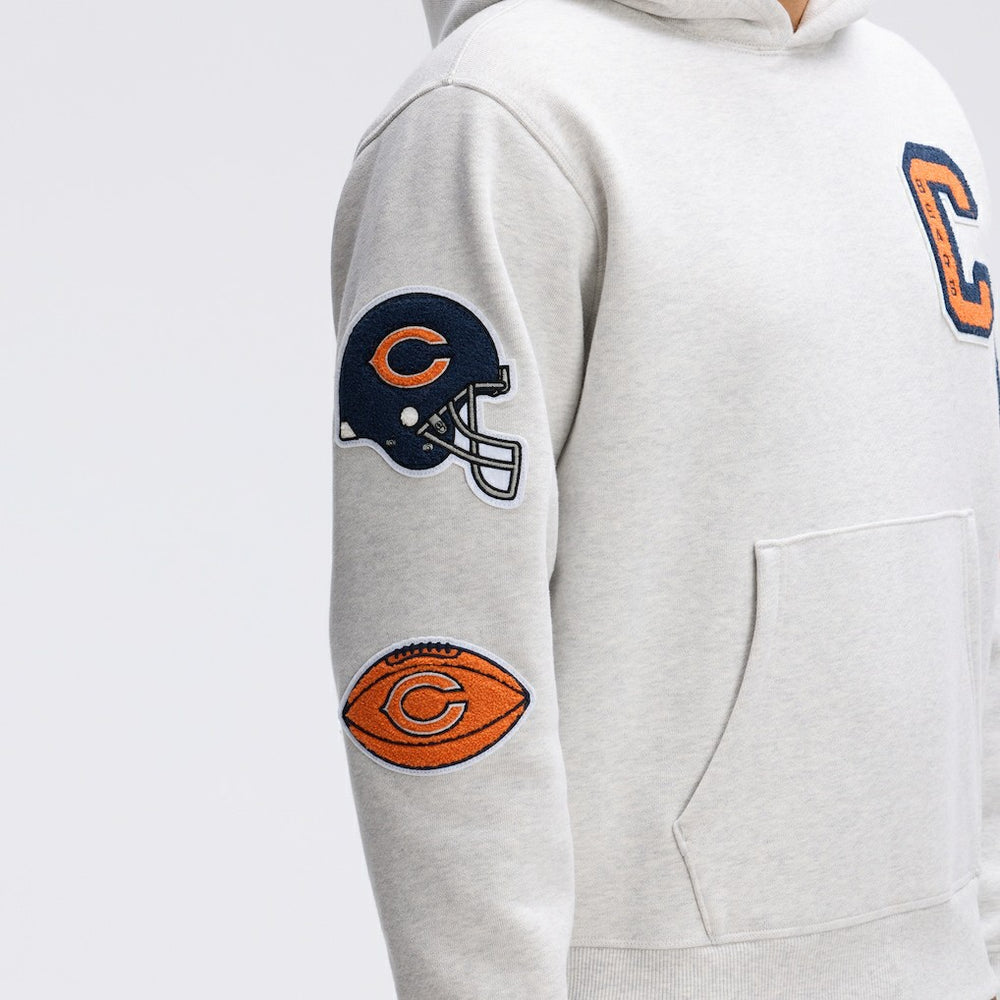 Chicago Bears IconicFleece Letterman Hoodie - Heather Gray cheap