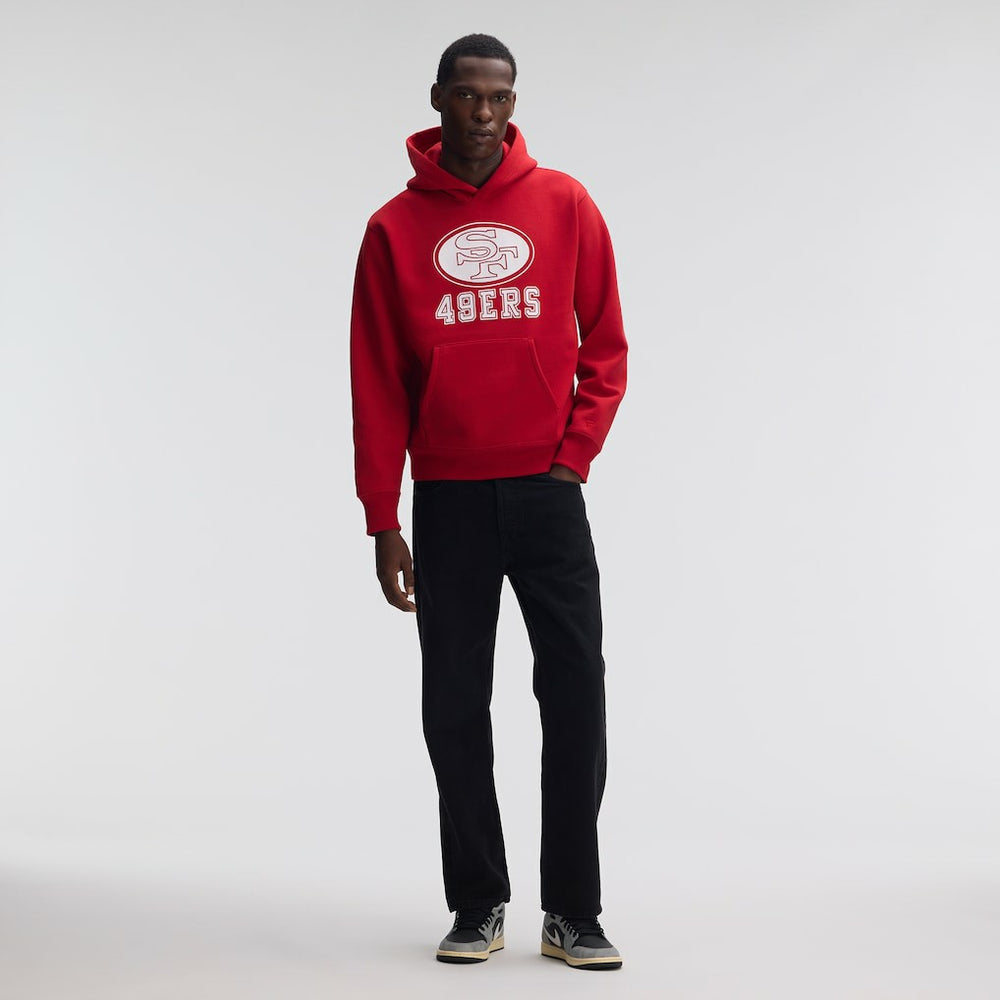 San Francisco 49ers IconicFleece Flocked Hoodie - Scarlet for sale