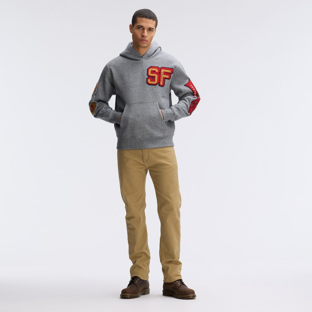 San Francisco 49ers IconicFleece Letterman Hoodie - Athletic Heather Gray for sale