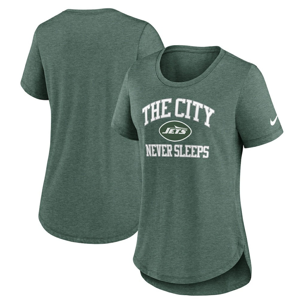 New York Jets Women's The City Never Sleeps Tri-Blend T-Shirt - Heather Green on sale