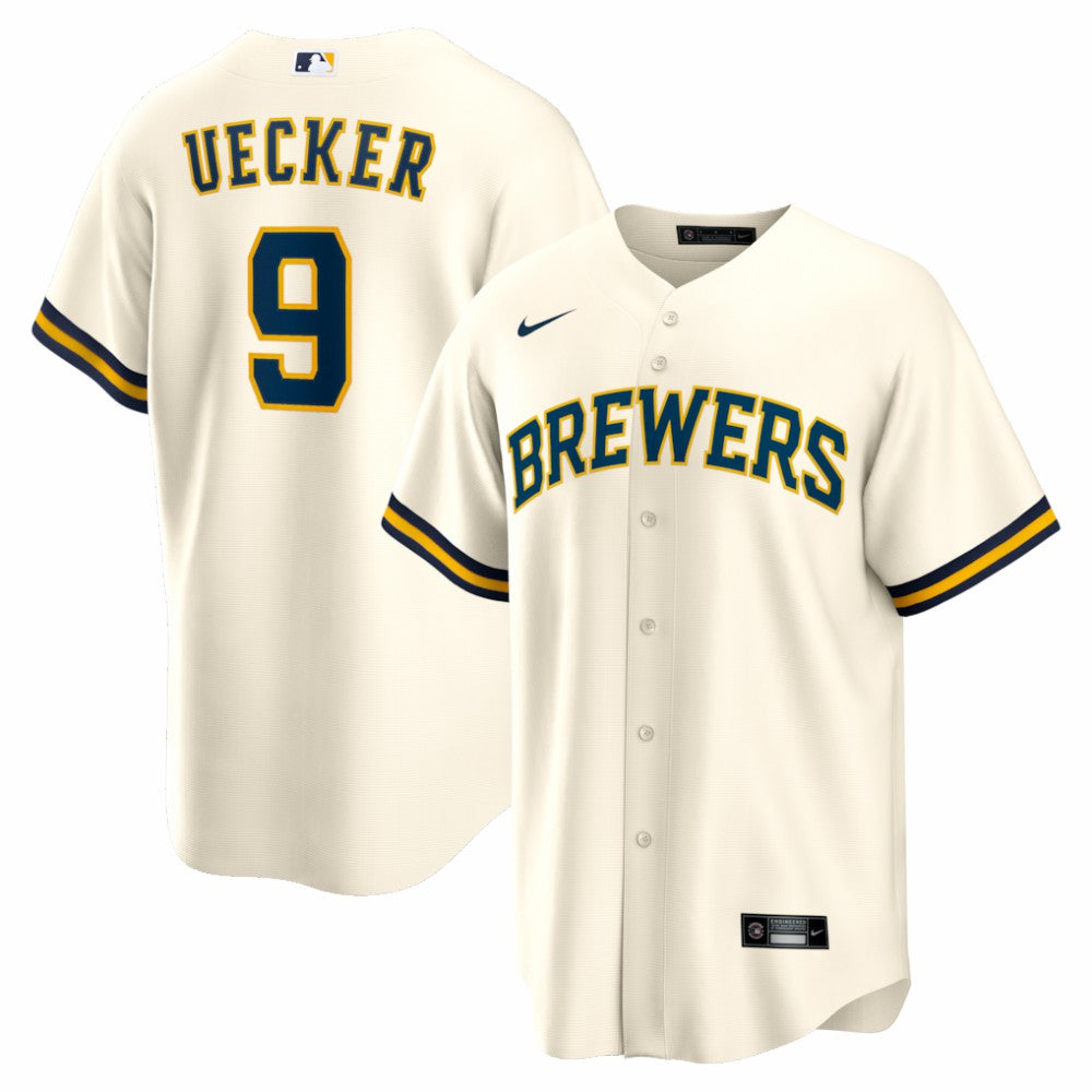 Bob Uecker Milwaukee Brewers Home Retired Player Replica Jersey Cream