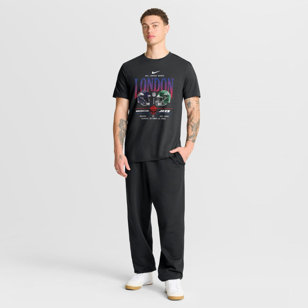 Denver Broncos vs. New York Jets International Games London 2025 T-Shirt - Black for sale