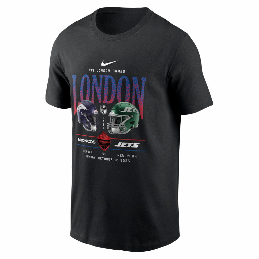 Denver Broncos vs. New York Jets International Games London 2025 T-Shirt - Black for sale