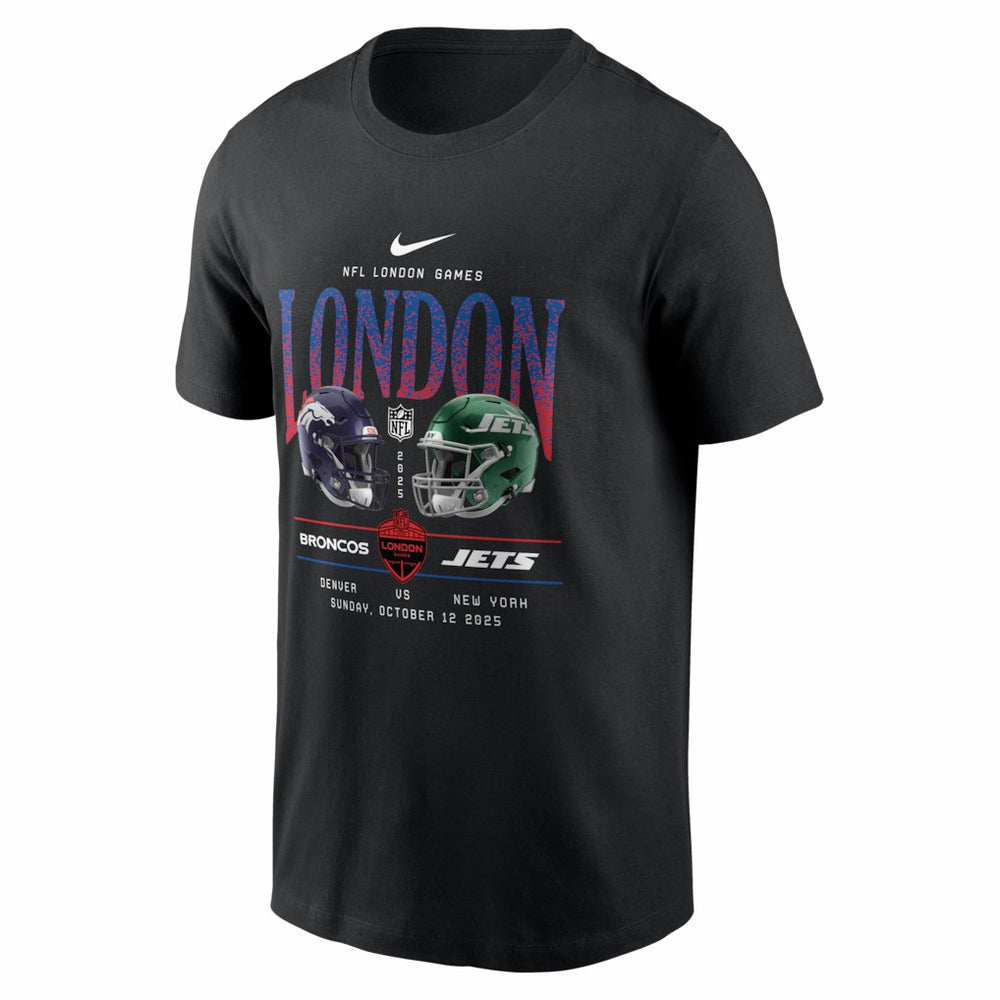 Denver Broncos vs. New York Jets International Games London 2025 T-Shirt - Black for sale