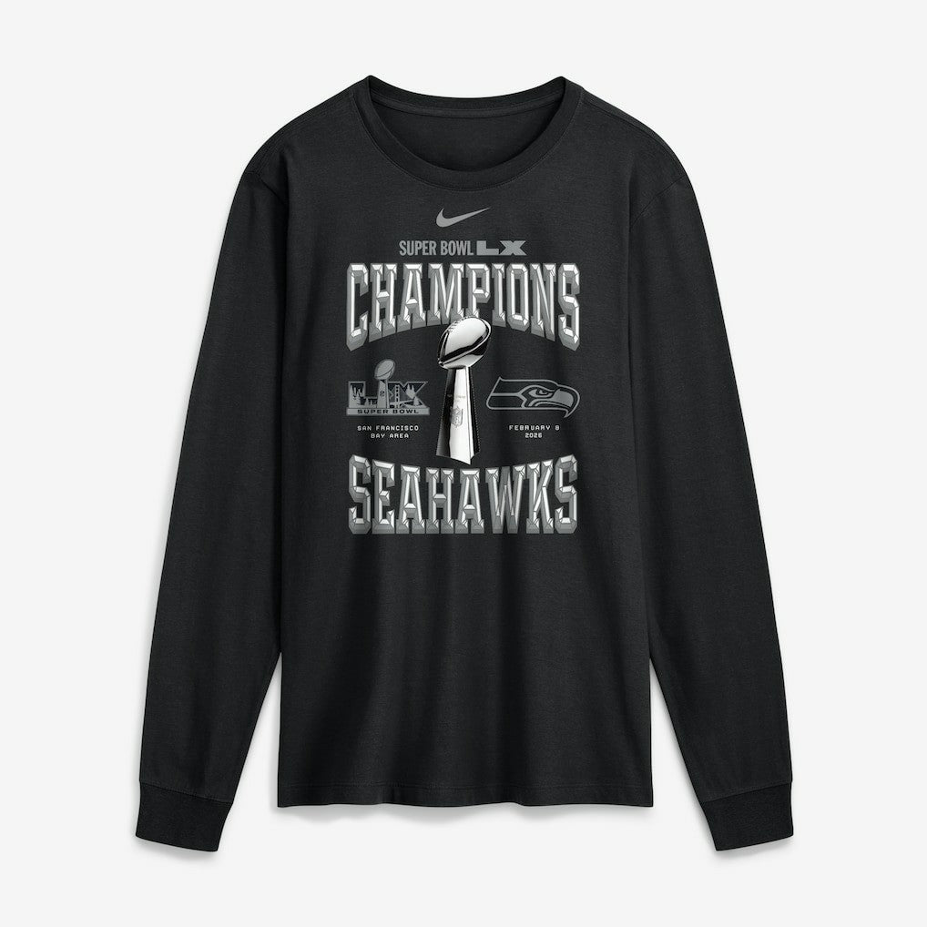 Seattle Seahawks Super Bowl LX Champions Locker Room Trophy Collection Long Sleeve T-Shirt - Black on sale