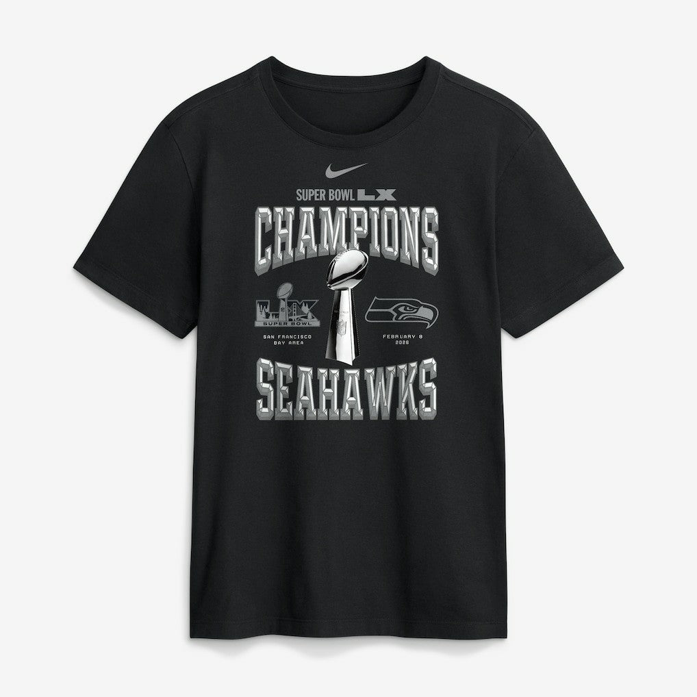 Seattle Seahawks Super Bowl LX Champions Locker Room Trophy Collection Replica Tall T-Shirt - Black cheap