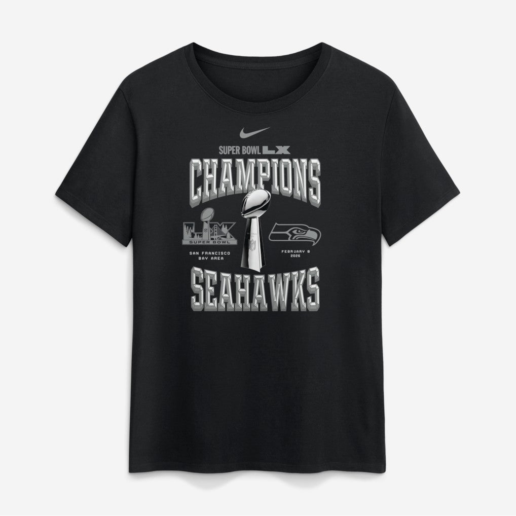 Seattle Seahawks Women's Super Bowl LX Champions Locker Room Trophy Collection T-Shirt - Black discount