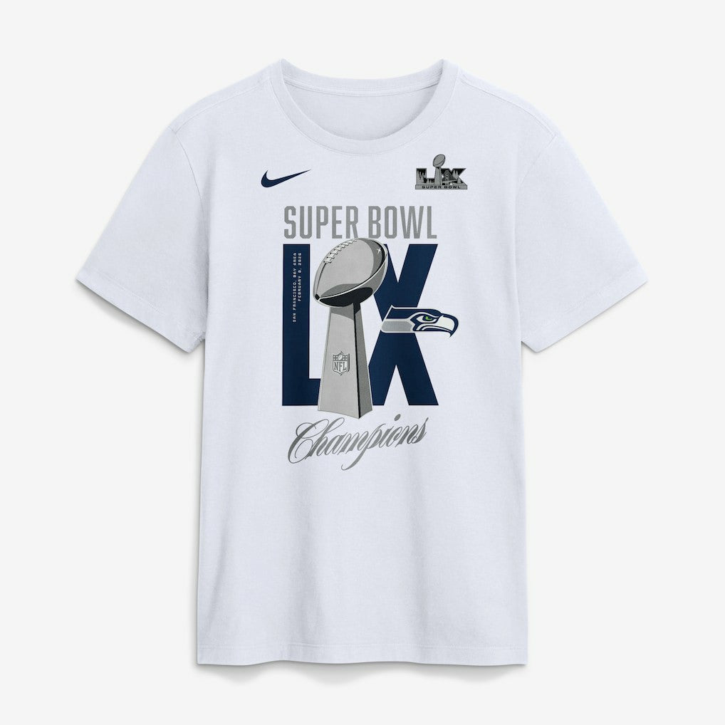 Seattle Seahawks Super Bowl LX Champions Lombardi Trophy T-Shirt - White cheap
